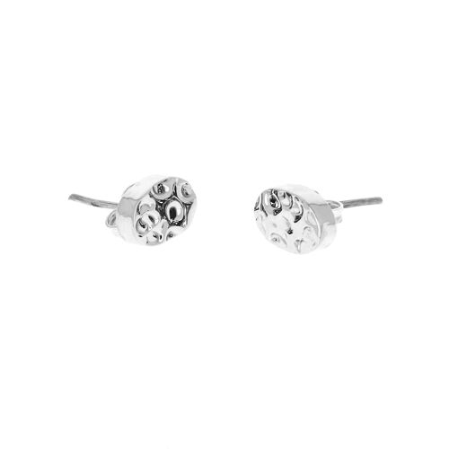 Boucles d'oreilles en argent martelé très petits ovales