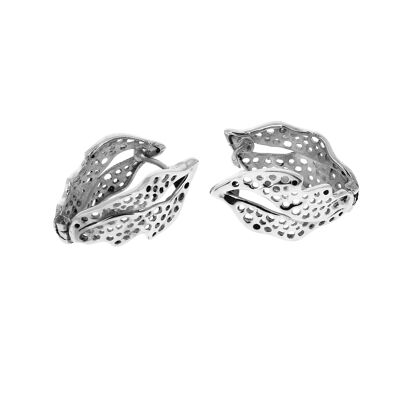 Boucles d'oreilles en argent feuille aux petits trous