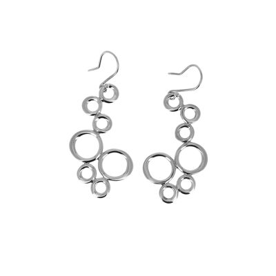 Silver earrings with seven openwork rounds