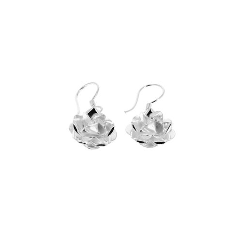 Boucles d'oreilles petite rose en argent brossé et lisse