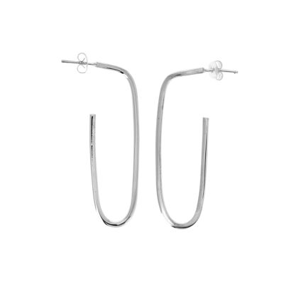 Boucles d'oreilles en argent long rectangle ouvert