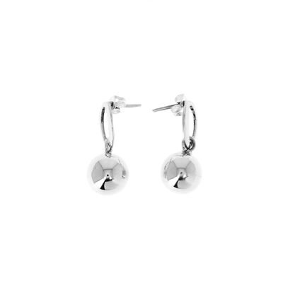 Ball and oval silver earrings