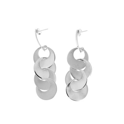 Silver earrings four tangled circles