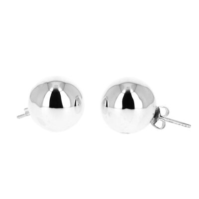Smooth silver ball earrings 1.4 cm in diameter