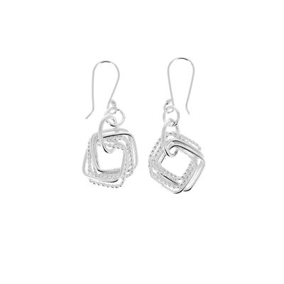 Multiple square silver earrings