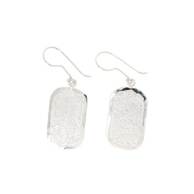 Rectangular crumpled silver earrings