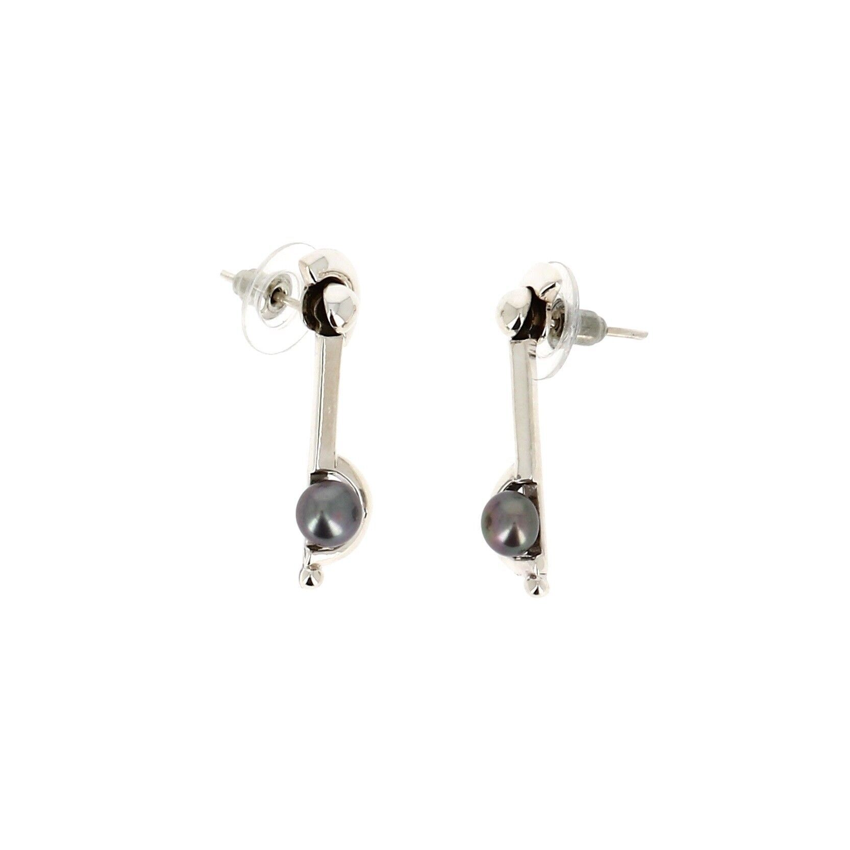 Orecchini pendenti in argento e perle grigie