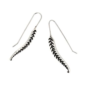 Boucles d'oreilles en argent lisse et oxydé feuille nervurée