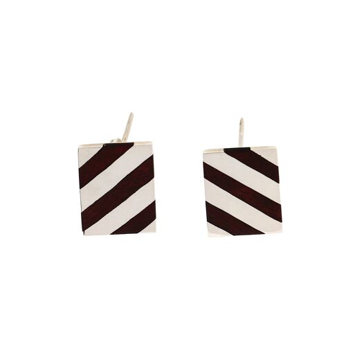 Boucles d'oreilles en argent et bois rectangle