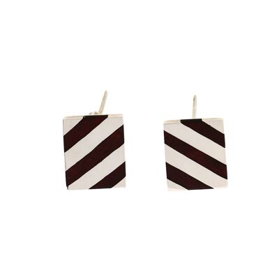 Silver and wood rectangle earrings