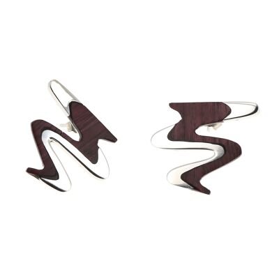 Silver and rosewood double Z earrings