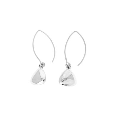 Domed triangle silver earrings