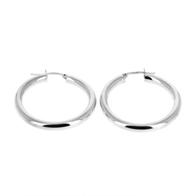 Lightweight hollow tube silver hoop earrings