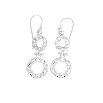 Silver earrings two hanging circles
