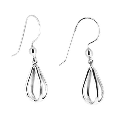 Hollow round silver earrings
