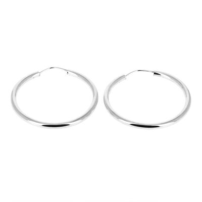 Silver hoop earrings hollow tubes quite thick Diameter 3.6 cm