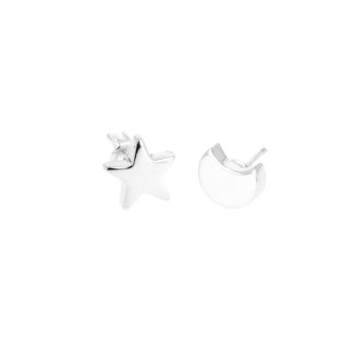 Boucles d'oreilles en argent petite lune petite étoile