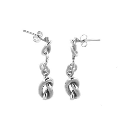 Silberne Ohrringe mit zwei Knoten
