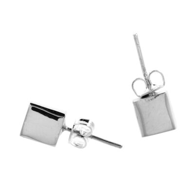 Small cube silver earrings