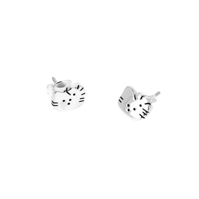 Small cat head silver earrings