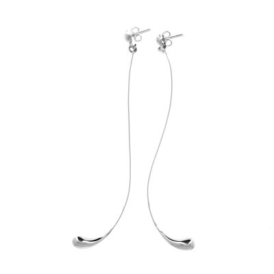 Silver long post and drop earrings