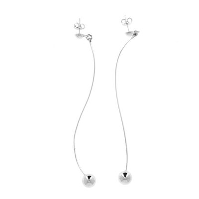 Boucles d'oreilles en argent longue tige tournée et boule