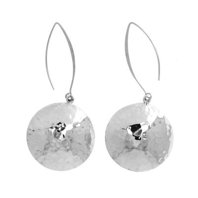 Boucles d'oreilles en argent martelé sphère un peu aplatie