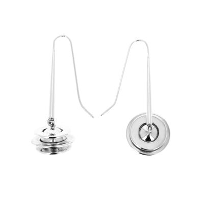 Silver ball earrings surrounded by flat discs