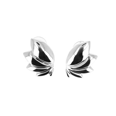 Embossed flower silver earrings
