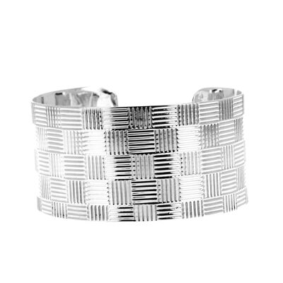 Bracelet en argent en damier