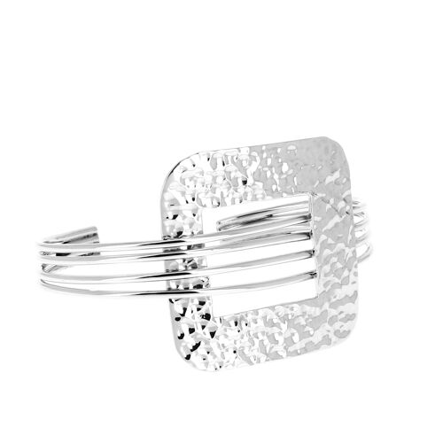 Bracelet en argent carré martelé