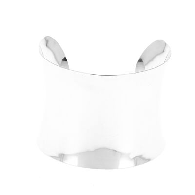 Wide Curved Cuff Silver Bracelet