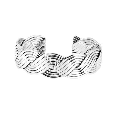 Silver bracelet eight braided lines between them