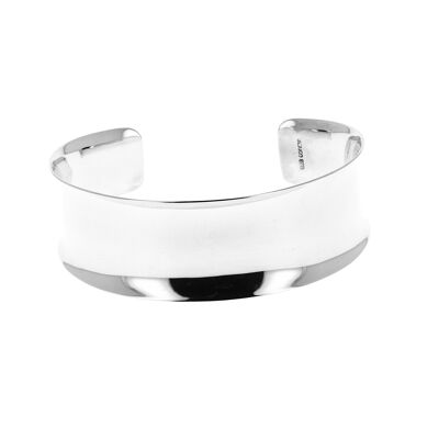 Curved small width smooth silver bracelet
