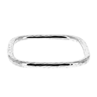 Square hammered silver bracelet