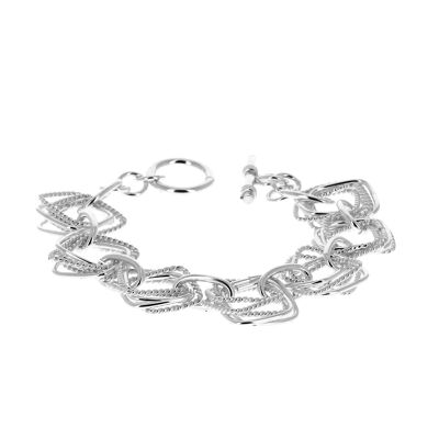 Pulsera plata cuadrada múltiple