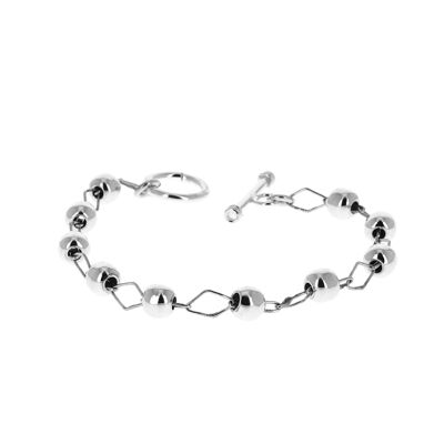 Silver bracelet with chain and small balls