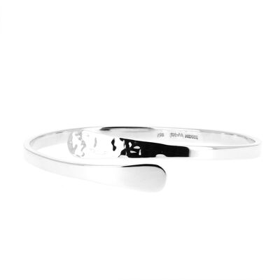 Open smooth and hammered silver bracelet