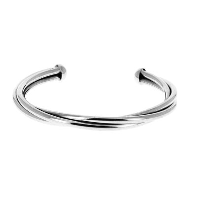 Silver bracelet with three intersecting round rods