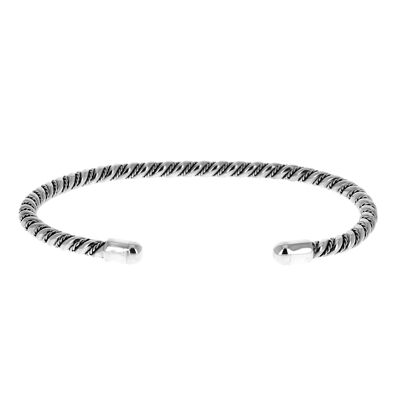 Silver bracelet with chiselled coiled rod