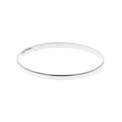 Bracciale rigido con asta piatta in argento liscio