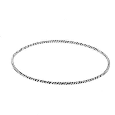 Large opening coiled stem sterling silver bangle