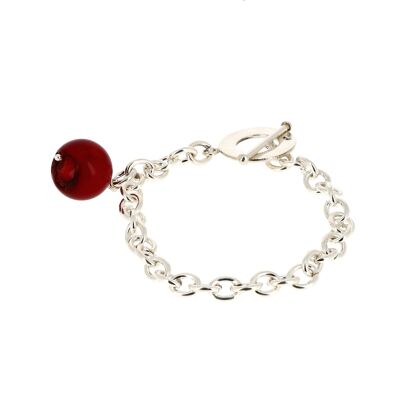 Red coral silver bracelet