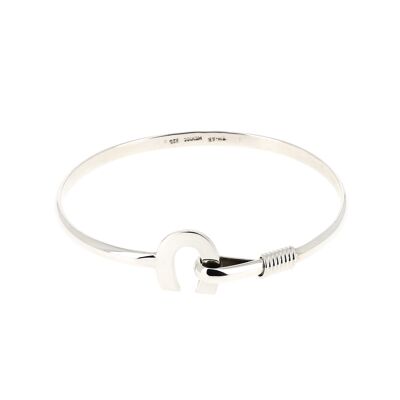 Smooth silver horseshoe bangle bracelet