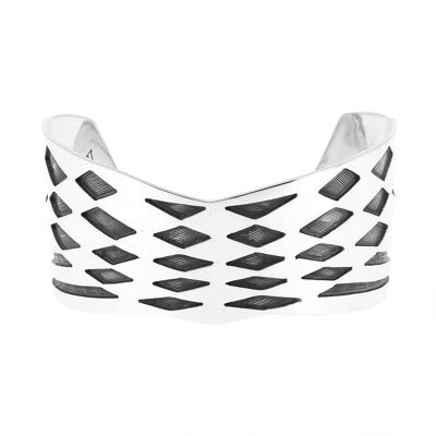 Openwork silver bracelet with diamonds