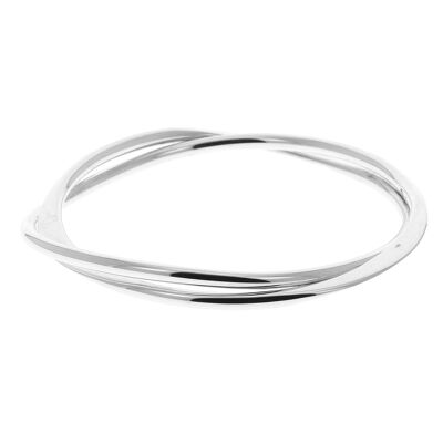 Double entangled triangles silver bangle