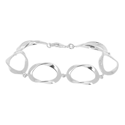 Multiple twisted oval silver bracelet