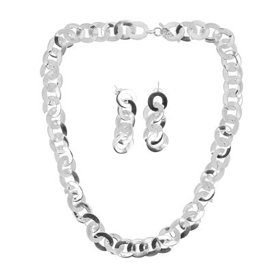 Halskette aus gehämmertem Silber mit originalen ovalen Gliedern