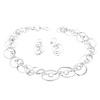 Collier argent mailles esclave et boucles d'oreilles