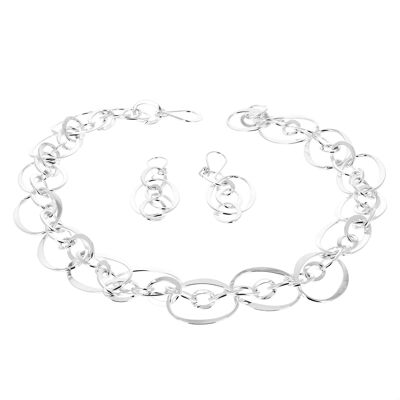 Silver slave chain necklace and earrings